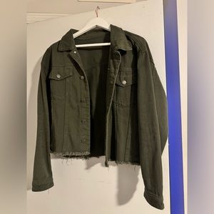 Denim army green cropped jacket